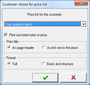 Customer choice for price list
