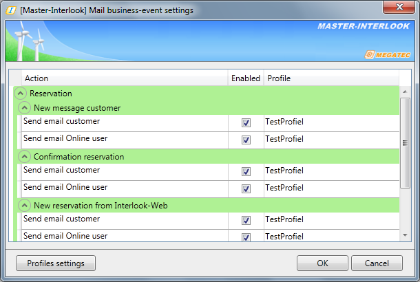 Mail business-event settings