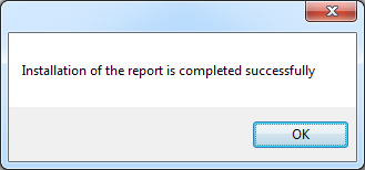 Installation of the report is completed successfully